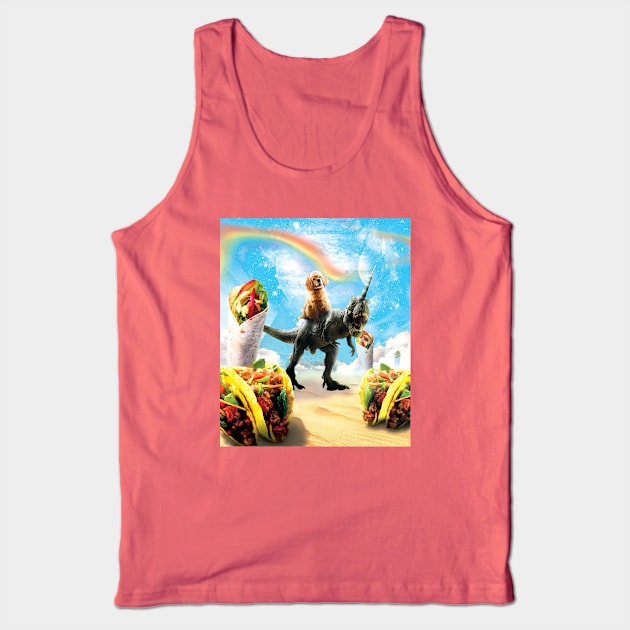 Poodle Riding Unicorn Dinosaur in the World of Mexican Dishes Tank Top by Random Galaxy